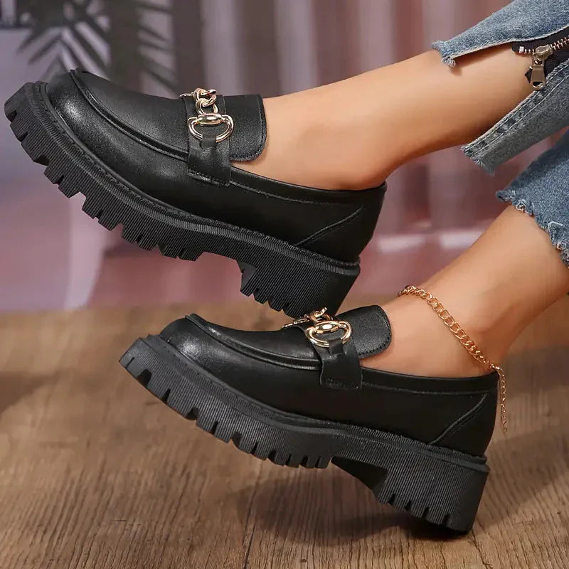 Dames Loafers Comfortabele Chunky Zool Met Kettingdetail