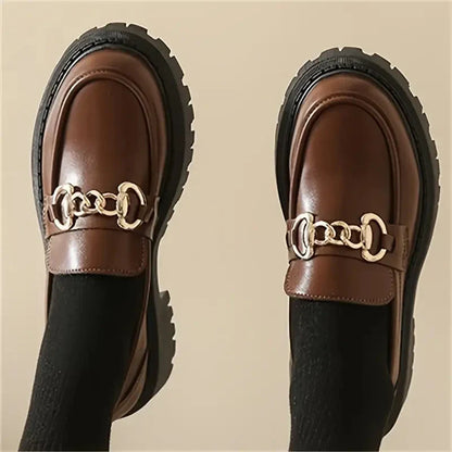 Dames Loafers Comfortabele Chunky Zool Met Kettingdetail