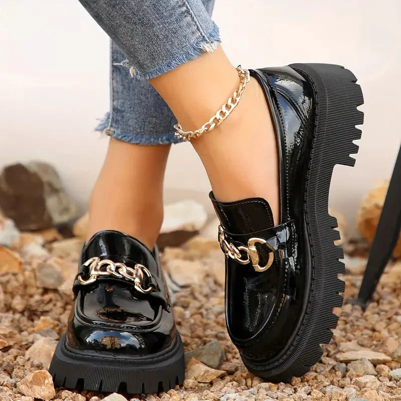 Dames Loafers Comfortabele Chunky Zool Met Kettingdetail
