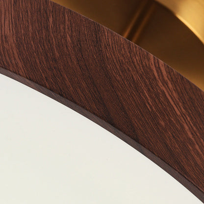LED Plafondlamp Houtlook Goud Rond Half-Opbouw Woonkamer Slaapkamer Eetkamer Design Plafondverlichting