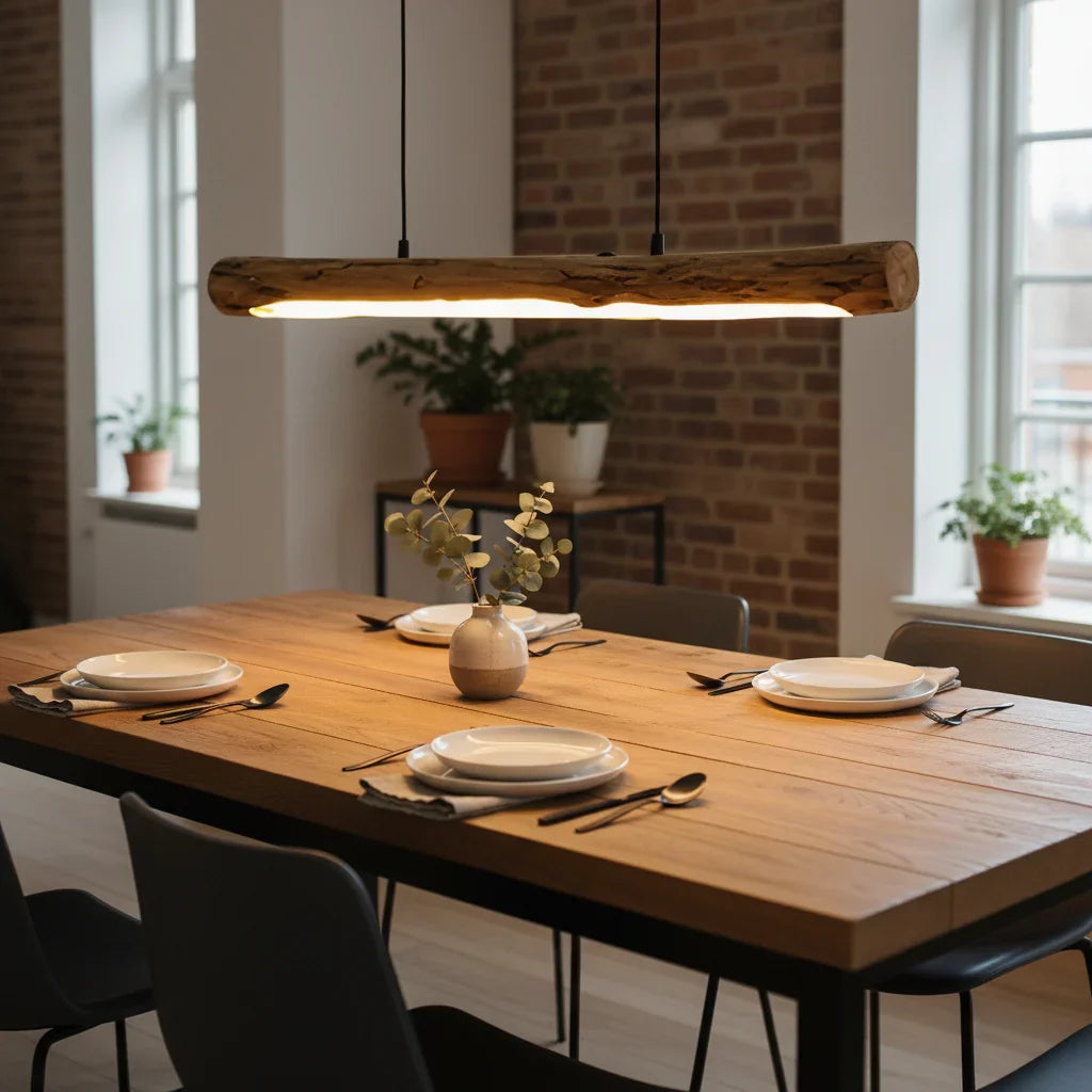 Houten Hanglamp Dimbaar LED 80cm Zwart Staal 3000K Warm Wit Eettafel Woonkamer Modern