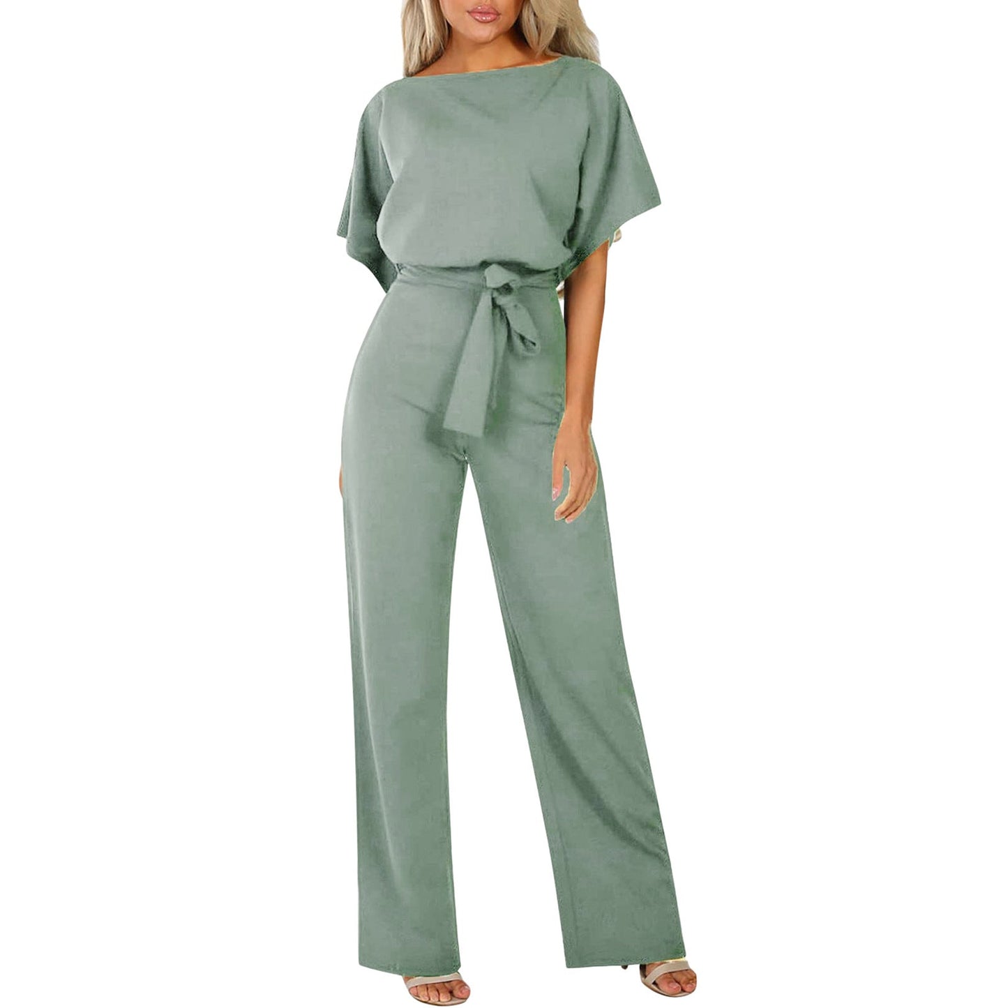 Dames Jumpsuit Lange Mouwen met Tailleband Elegant Zwart - StudioMarella