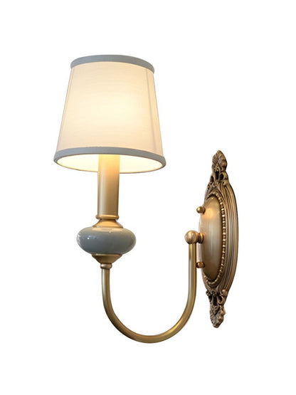 Keramische wandlamp met stoffen kap - 1 of 2 lichtpunten - E27 - diverse kleuren & stijlen