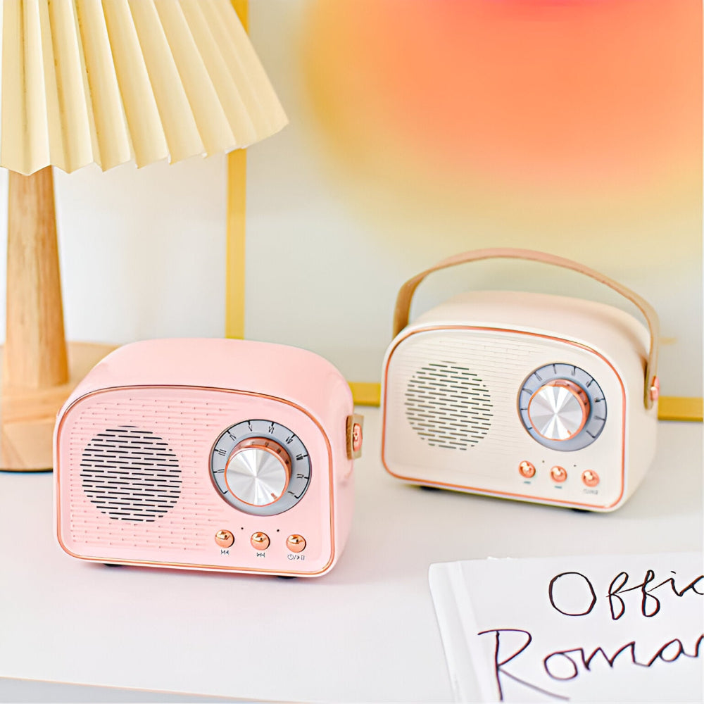 Retro Bluetooth Speaker 3W Vintage Design Hout Slaapkamer Kantoor Draadloze Luidspreker Jaren 50 Stijl Tafelradio Look