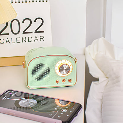 Retro Bluetooth Speaker 3W Vintage Design Hout Slaapkamer Kantoor Draadloze Luidspreker Jaren 50 Stijl Tafelradio Look