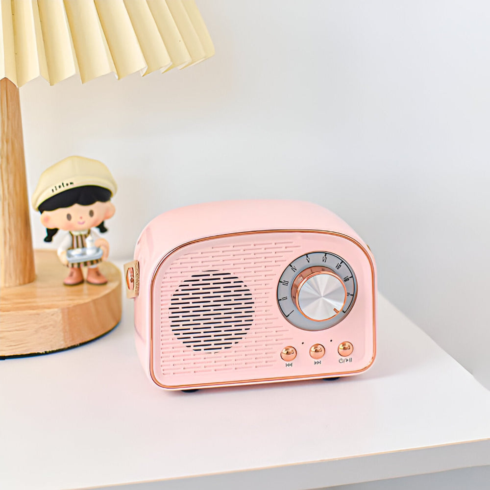 Retro Bluetooth Speaker 3W Vintage Design Hout Slaapkamer Kantoor Draadloze Luidspreker Jaren 50 Stijl Tafelradio Look