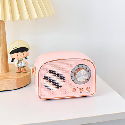 Retro Bluetooth Speaker 3W Vintage Design Hout Slaapkamer Kantoor Draadloze Luidspreker Jaren 50 Stijl Tafelradio Look