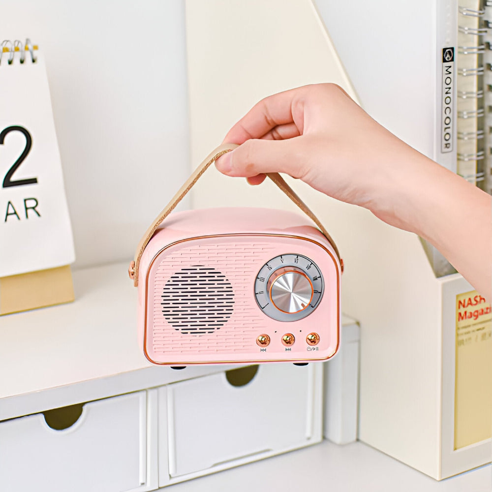 Retro Bluetooth Speaker 3W Vintage Design Hout Slaapkamer Kantoor Draadloze Luidspreker Jaren 50 Stijl Tafelradio Look