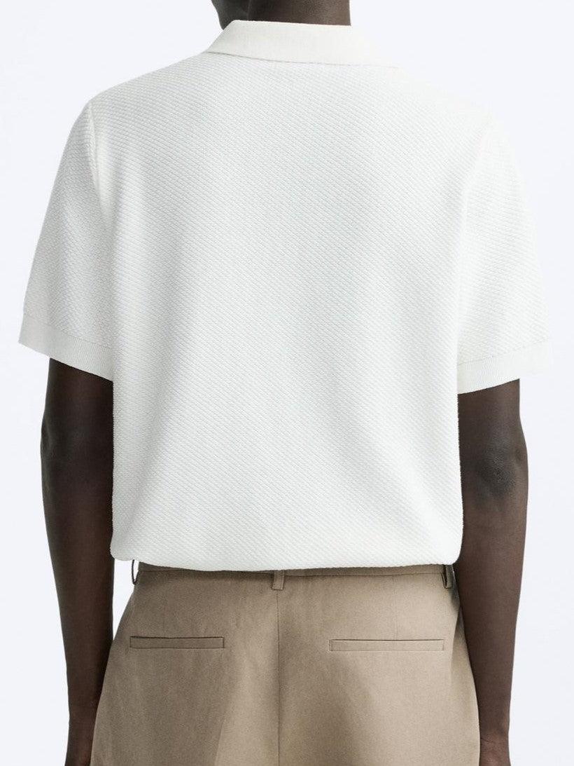 Wit Gebreid Poloshirt Klassiek Design