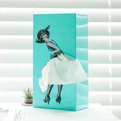 Decoratieve Tissuedoos met Vliegende Rok Sculptuur 25x13x8cm