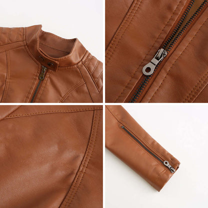 Dames Leren Jas Elegante Klassieke Stijl