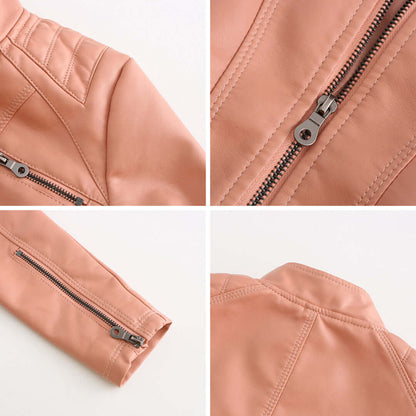Dames Leren Jas Elegante Klassieke Stijl