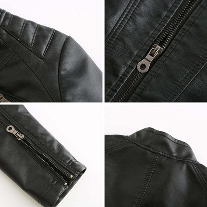Dames Leren Jas Elegante Klassieke Stijl