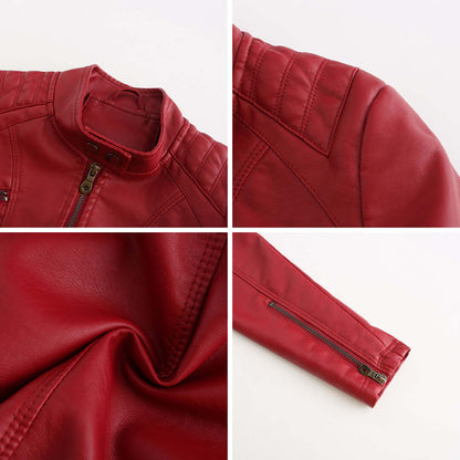 Dames Leren Jas Elegante Klassieke Stijl