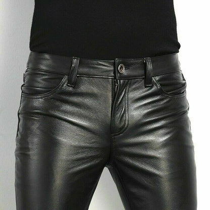 Heren Broek Imitatieleer Slim Fit Stijlvol Design