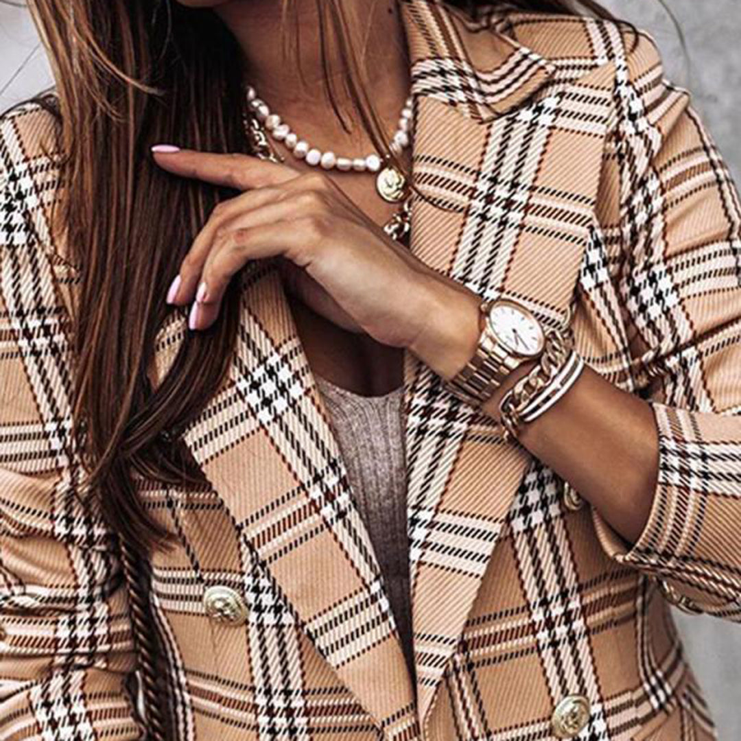 Dames Blazer Ruitpatroon Getailleerd Stijlvol