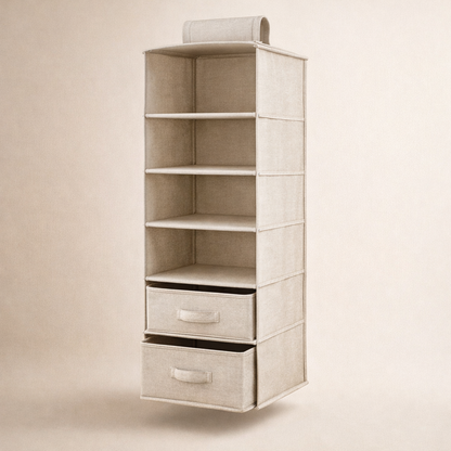 Hangend Kast Organizer Systeem – Opvouwbare Stof Opberg Vakken voor Kledingkast – 3, 4 of 5 Niveau Opberg Plank voor Kleding Schoenen Accessoires