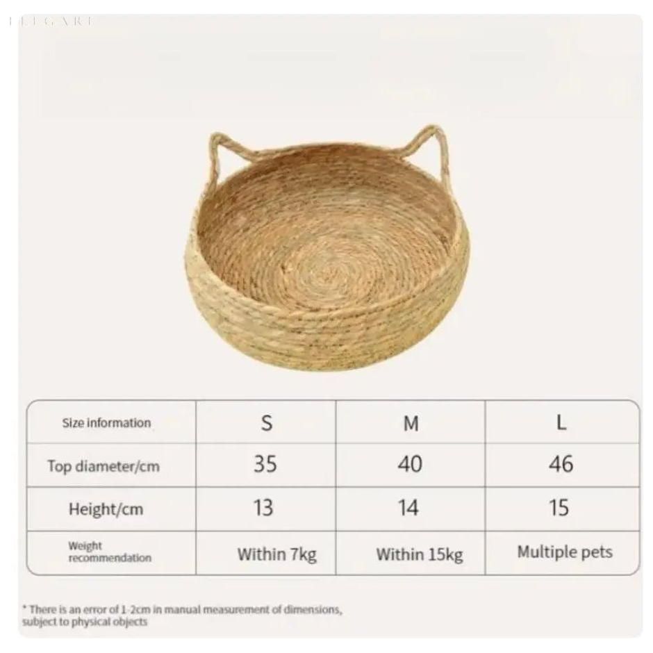 Kattenmand Riet Afneembaar Kussen S/M/L Kattenbed Gevlochten Naturel Huisdier Slaapplek Kat Hond