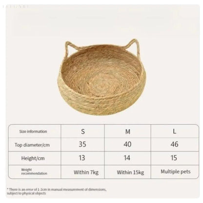 Kattenmand Riet Afneembaar Kussen S/M/L Kattenbed Gevlochten Naturel Huisdier Slaapplek Kat Hond