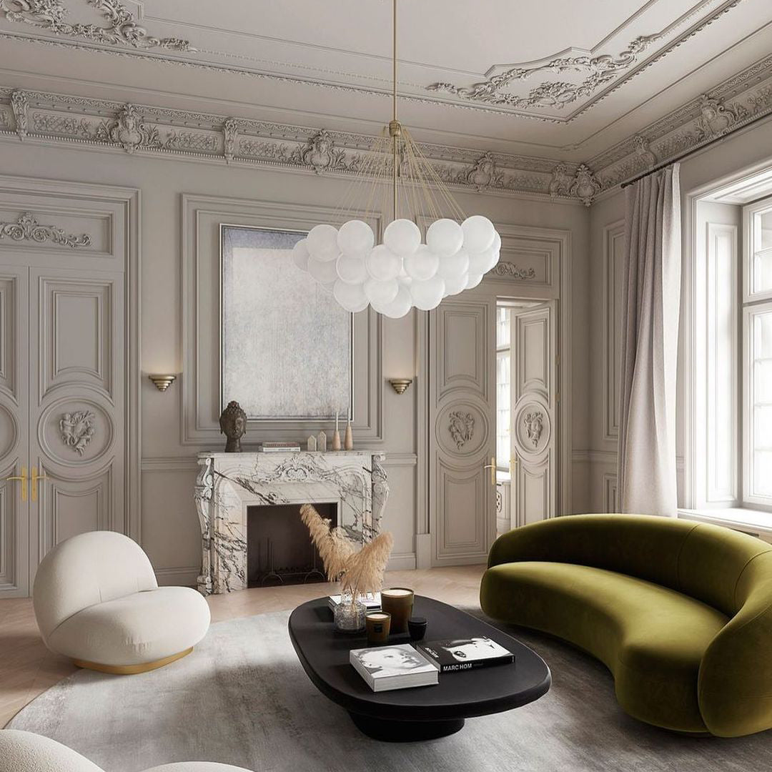 Glazen Bollenhanglamp 19-37 Bollen Goud Metaal Eetkamer Woonkamer