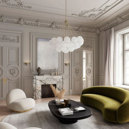 Glazen Bollenhanglamp 19-37 Bollen Goud Metaal Eetkamer Woonkamer