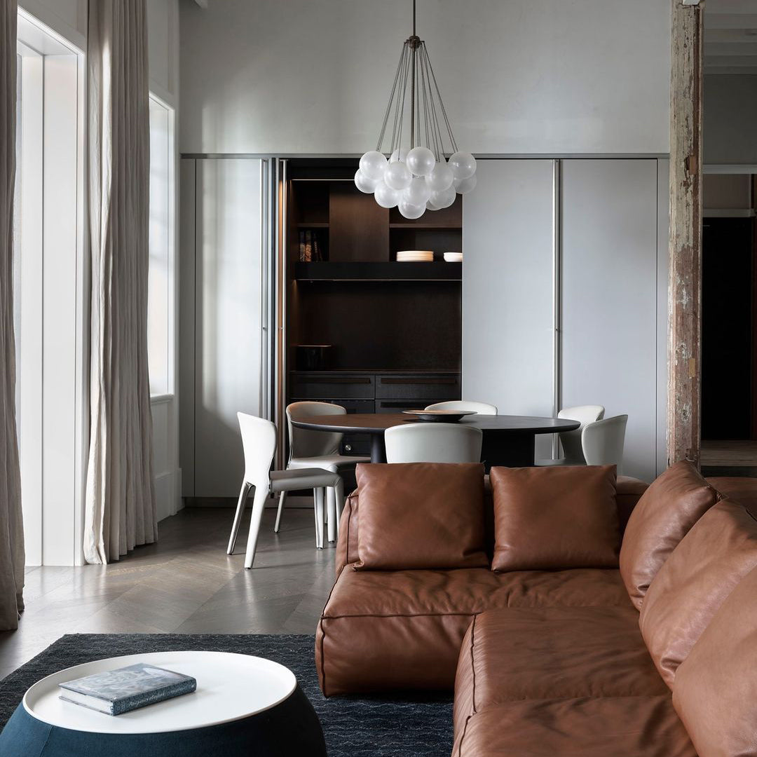 Glazen Bollenhanglamp 19-37 Bollen Goud Metaal Eetkamer Woonkamer