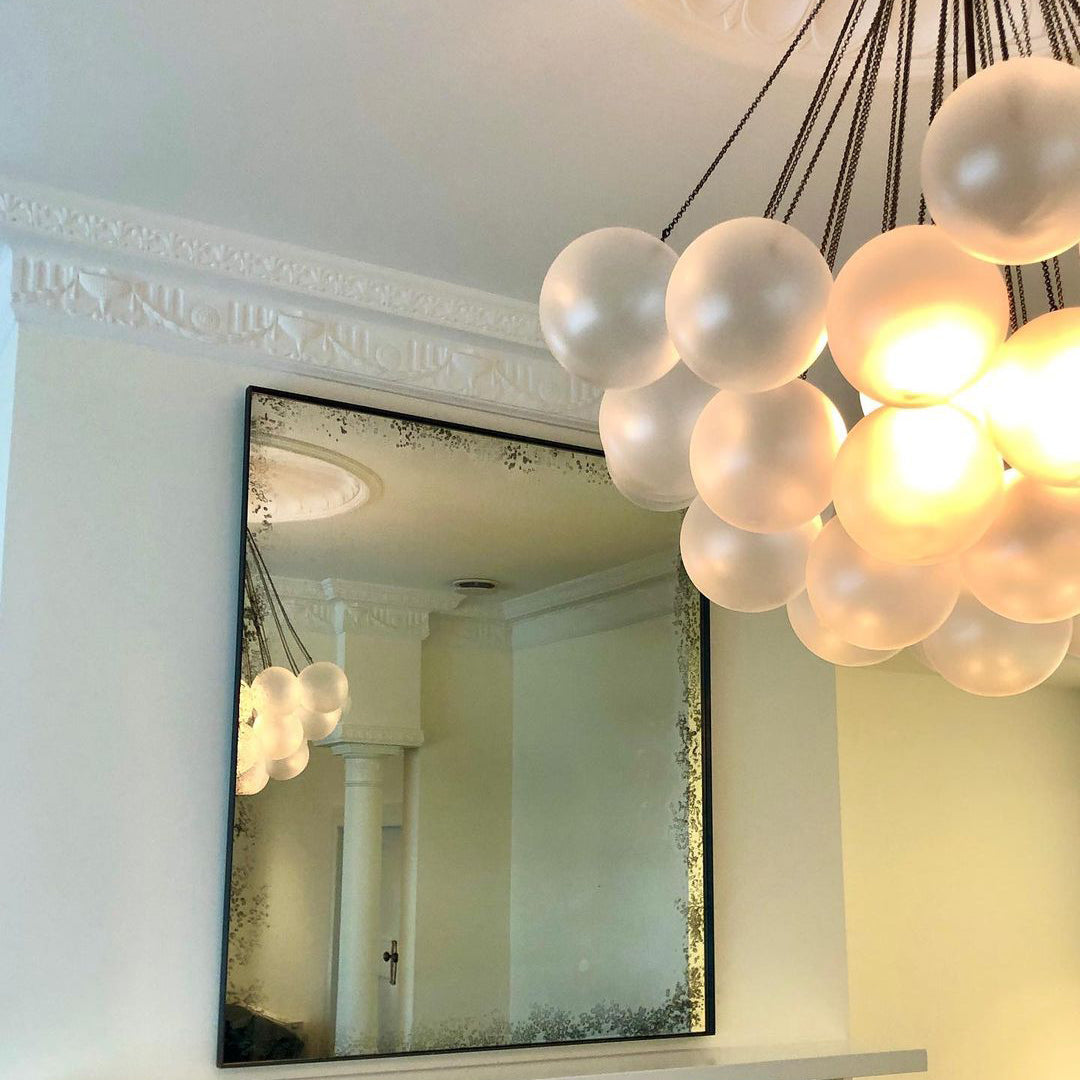 Glazen Bollenhanglamp 19-37 Bollen Goud Metaal Eetkamer Woonkamer