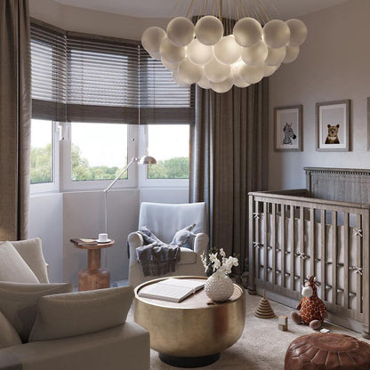 Glazen Bollenhanglamp 19-37 Bollen Goud Metaal Eetkamer Woonkamer