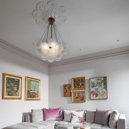 Glazen Bollenhanglamp 19-37 Bollen Goud Metaal Eetkamer Woonkamer