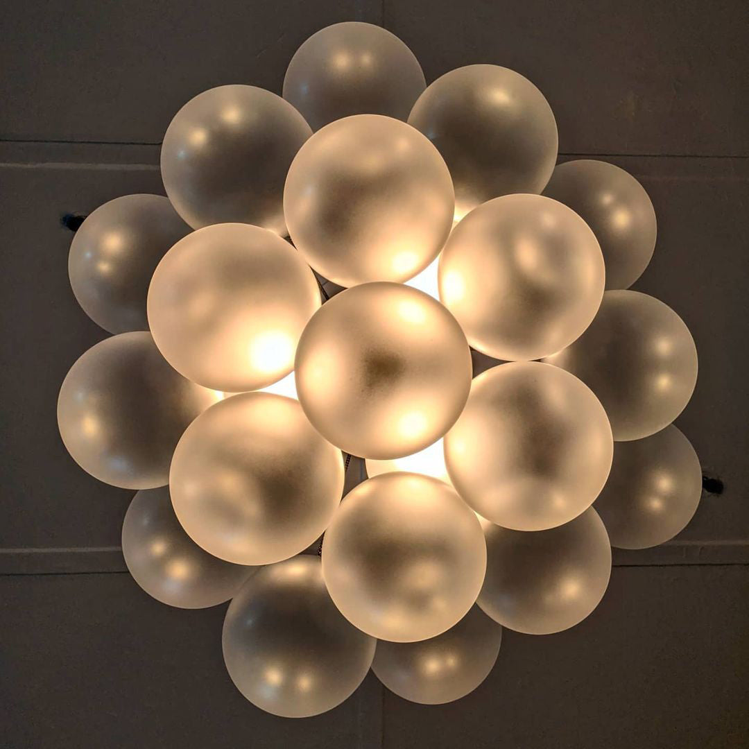 Glazen Bollenhanglamp 19-37 Bollen Goud Metaal Eetkamer Woonkamer