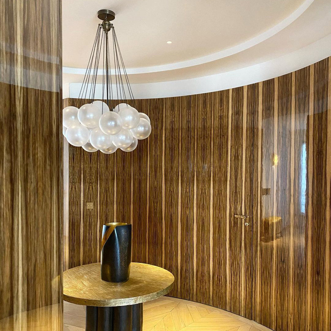 Glazen Bollenhanglamp 19-37 Bollen Goud Metaal Eetkamer Woonkamer