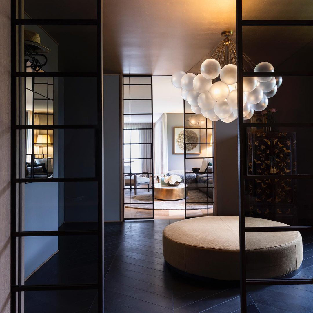 Glazen Bollenhanglamp 19-37 Bollen Goud Metaal Eetkamer Woonkamer