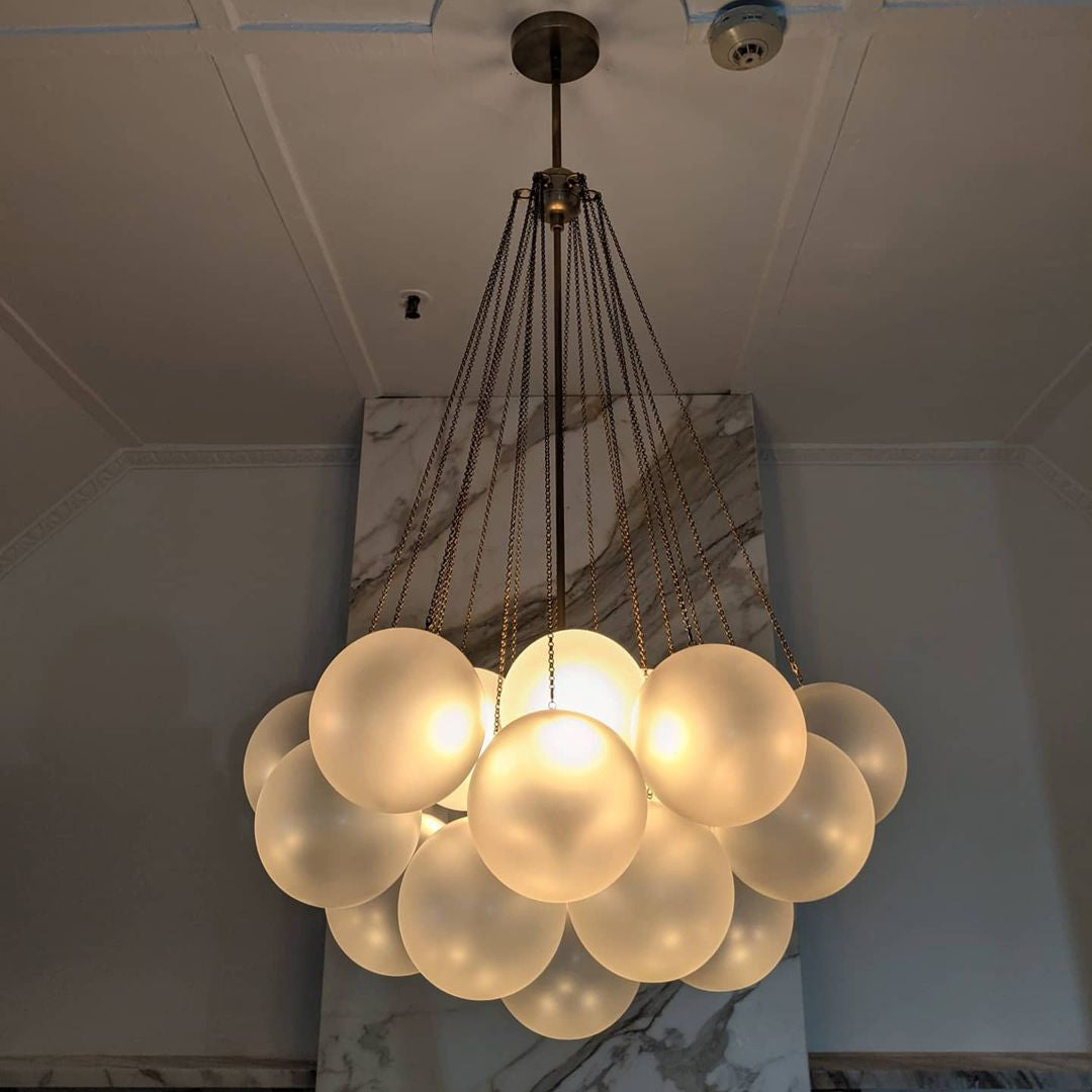 Glazen Bollenhanglamp 19-37 Bollen Goud Metaal Eetkamer Woonkamer