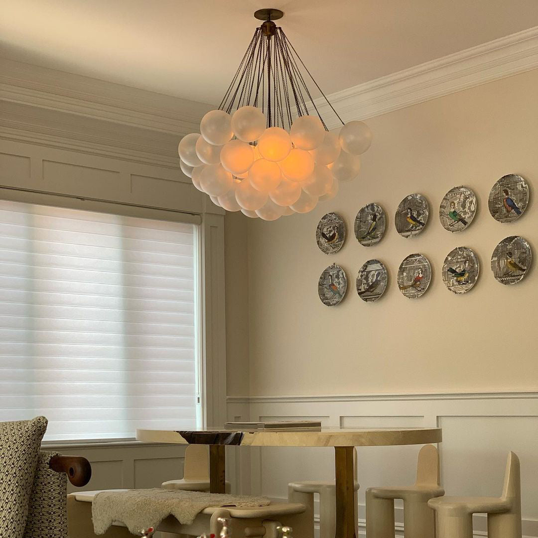 Glazen Bollenhanglamp 19-37 Bollen Goud Metaal Eetkamer Woonkamer
