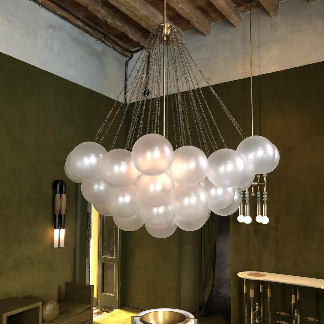 Glazen Bollenhanglamp 19-37 Bollen Goud Metaal Eetkamer Woonkamer