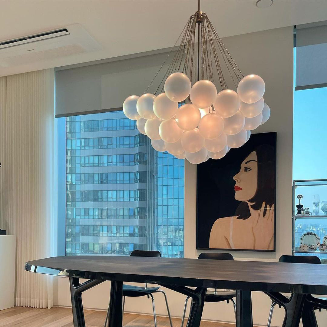 Glazen Bollenhanglamp 19-37 Bollen Goud Metaal Eetkamer Woonkamer