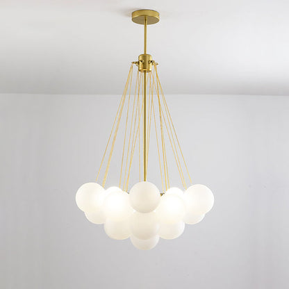 Glazen Bollenhanglamp 19-37 Bollen Goud Metaal Eetkamer Woonkamer