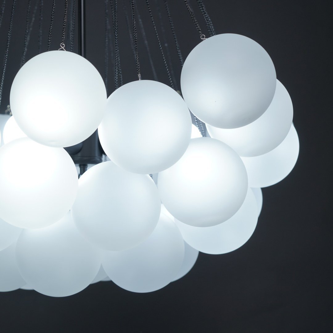 Glazen Bollenhanglamp 19-37 Bollen Goud Metaal Eetkamer Woonkamer