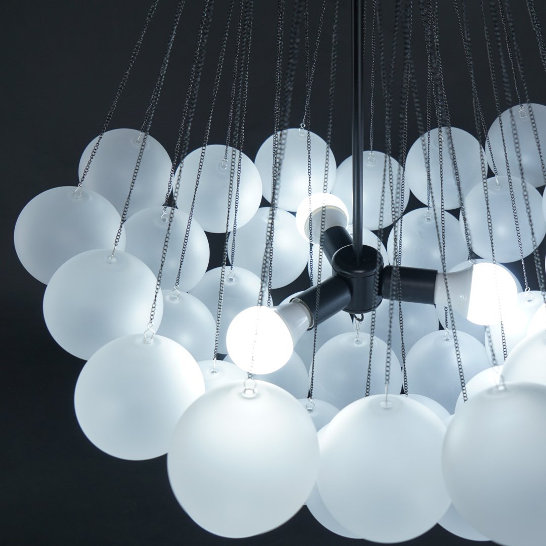 Glazen Bollenhanglamp 19-37 Bollen Goud Metaal Eetkamer Woonkamer