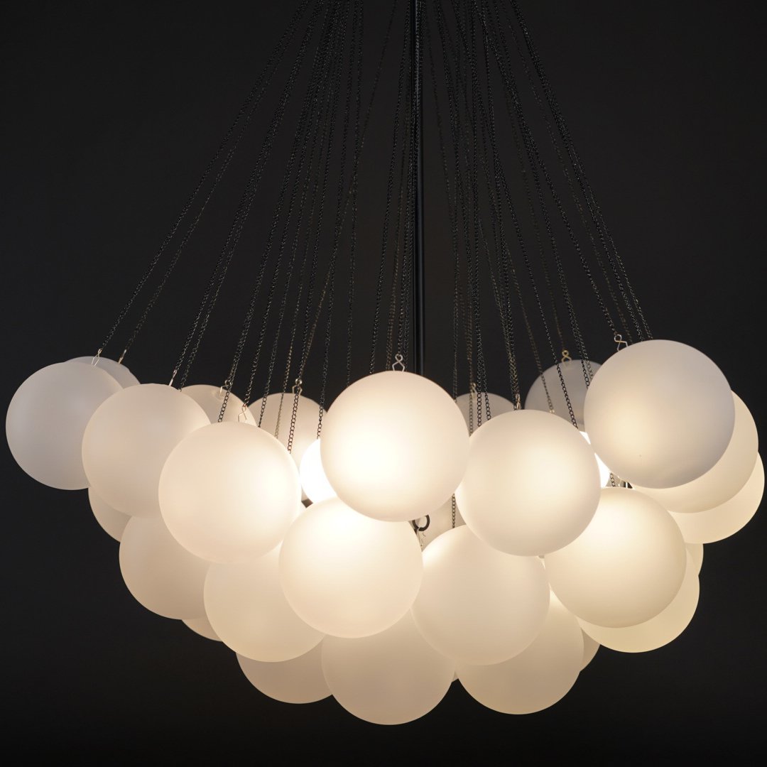 Glazen Bollenhanglamp 19-37 Bollen Goud Metaal Eetkamer Woonkamer