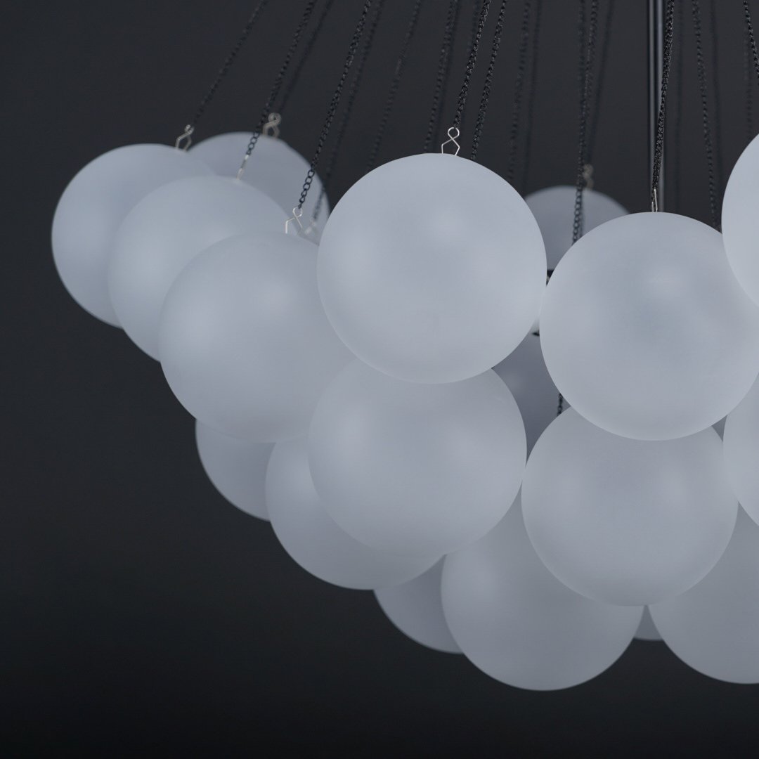Glazen Bollenhanglamp 19-37 Bollen Goud Metaal Eetkamer Woonkamer