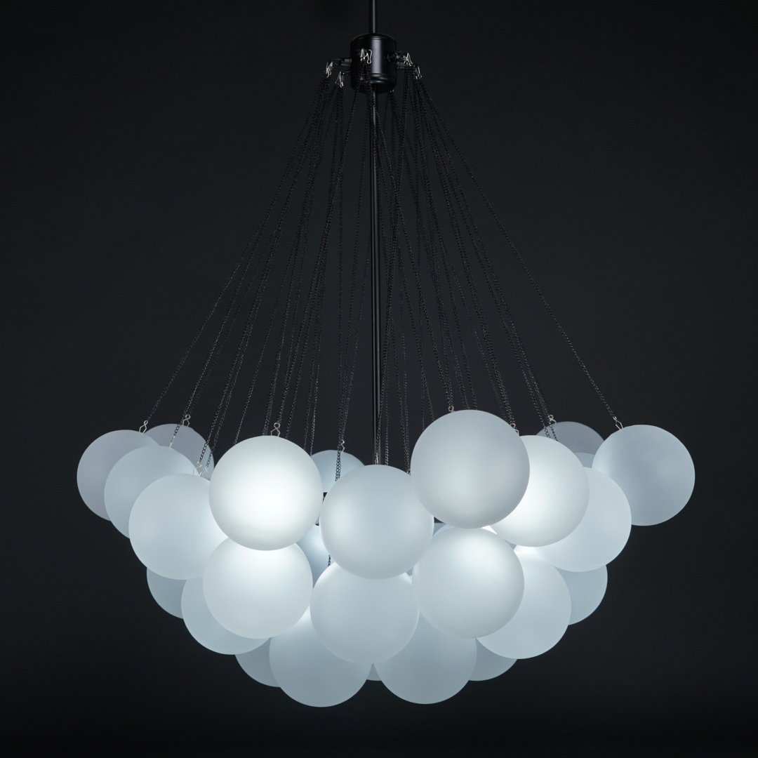 Glazen Bollenhanglamp 19-37 Bollen Goud Metaal Eetkamer Woonkamer