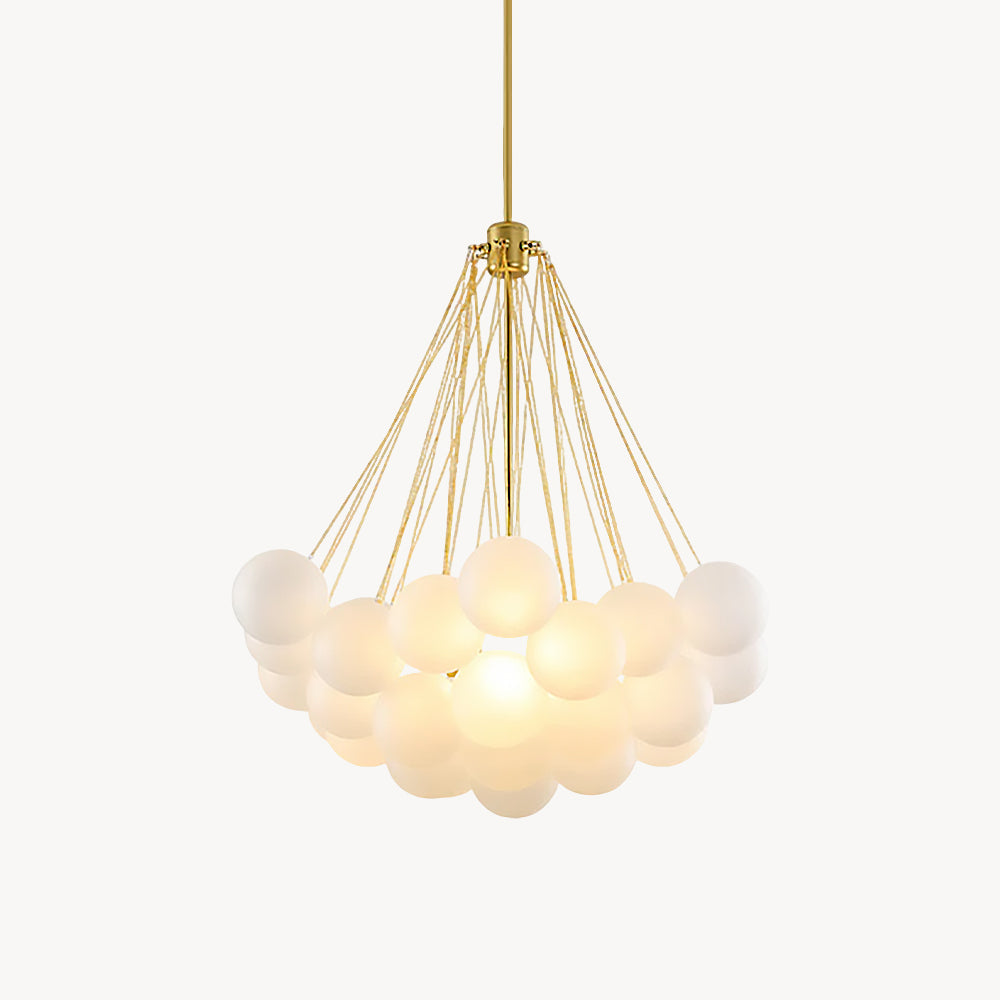 Glazen Bollenhanglamp 19-37 Bollen Goud Metaal Eetkamer Woonkamer