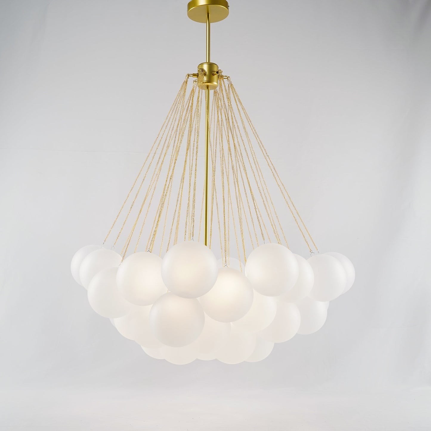Glazen Bollenhanglamp 19-37 Bollen Goud Metaal Eetkamer Woonkamer
