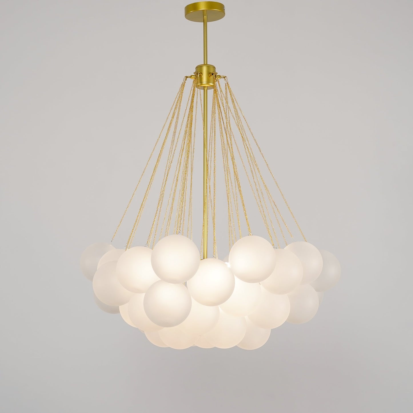 Glazen Bollenhanglamp 19-37 Bollen Goud Metaal Eetkamer Woonkamer