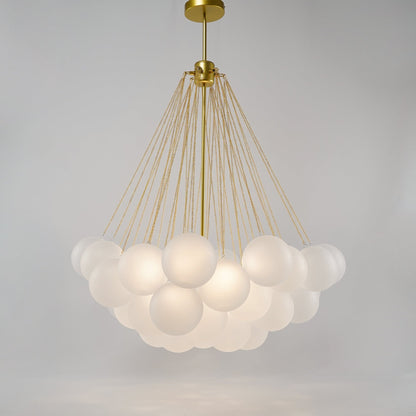 Glazen Bollenhanglamp 19-37 Bollen Goud Metaal Eetkamer Woonkamer