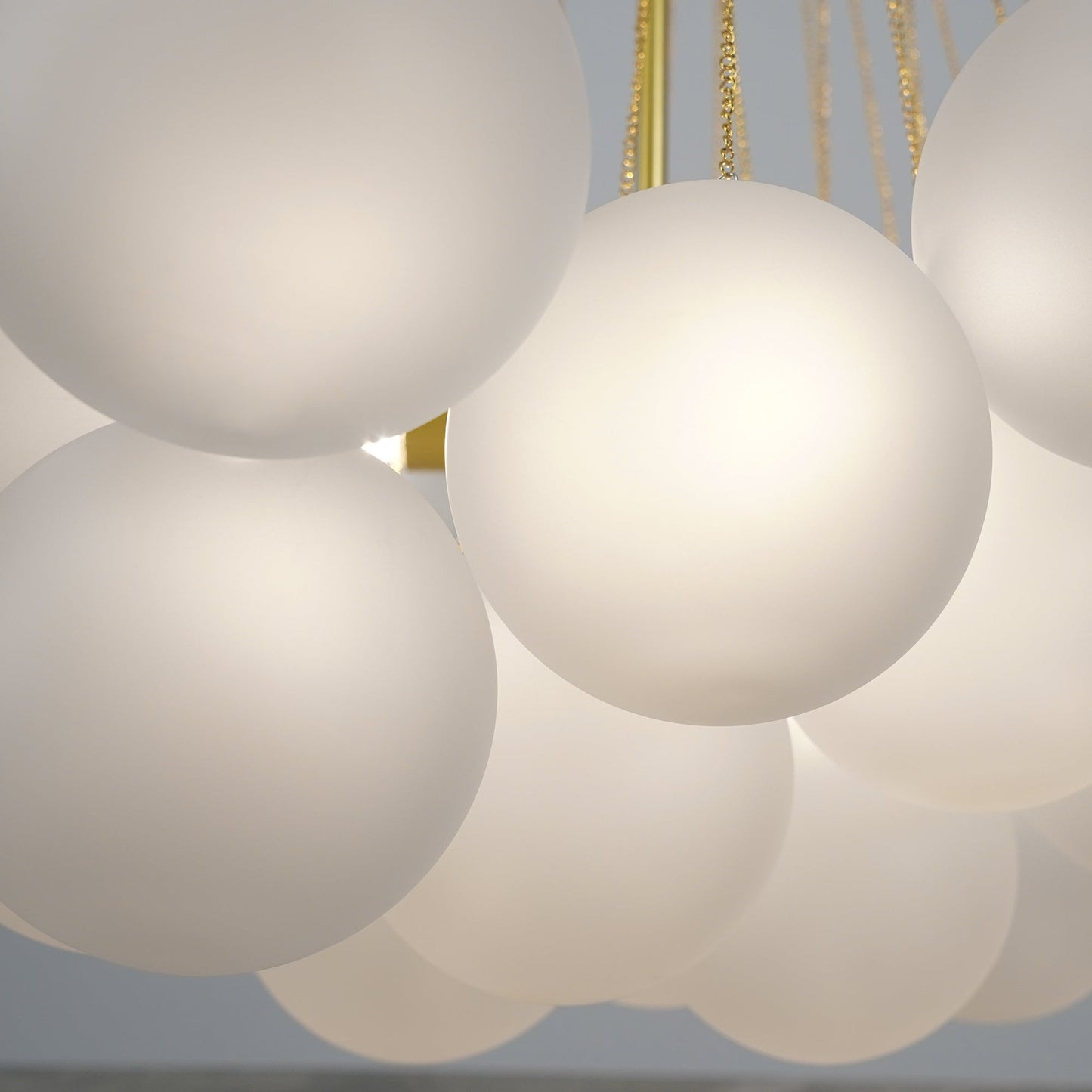 Glazen Bollenhanglamp 19-37 Bollen Goud Metaal Eetkamer Woonkamer