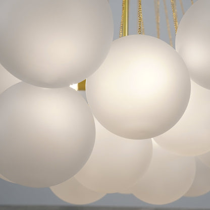 Glazen Bollenhanglamp 19-37 Bollen Goud Metaal Eetkamer Woonkamer