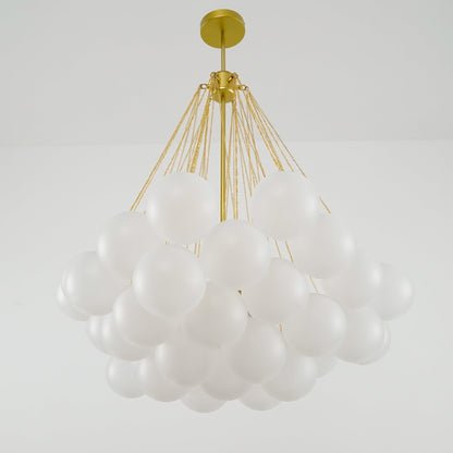 Glazen Bollenhanglamp 19-37 Bollen Goud Metaal Eetkamer Woonkamer