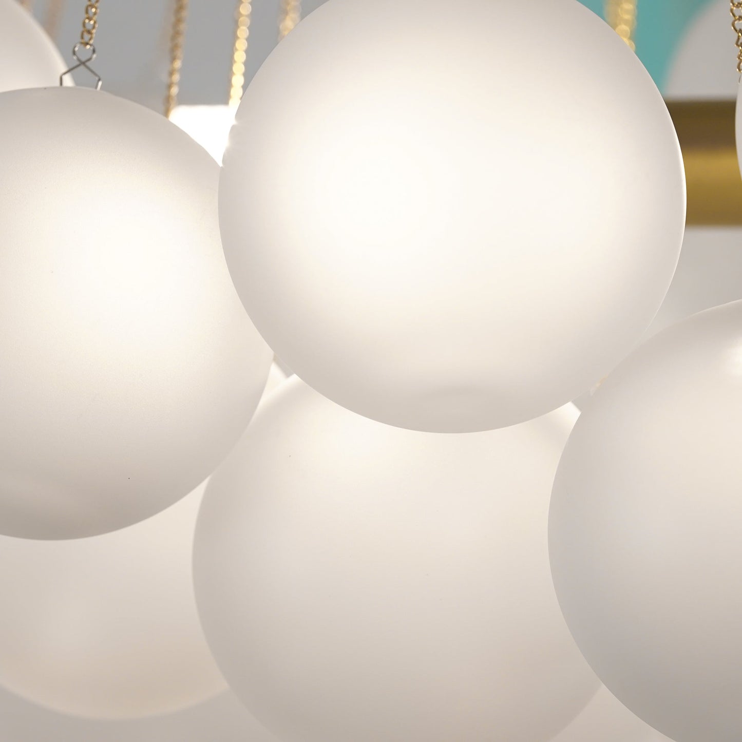 Glazen Bollenhanglamp 19-37 Bollen Goud Metaal Eetkamer Woonkamer